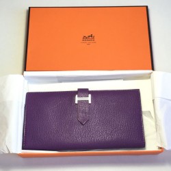 Purple Leather HERMES Bearn wallet