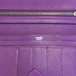 xxx Portefeuille HERMES Bearn en cuir violet