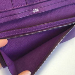 xxx Portefeuille HERMES Bearn en cuir violet