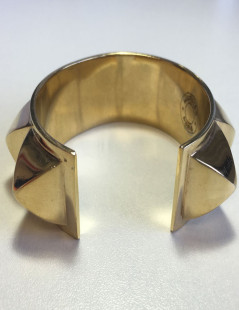 HERMES Collier De Chien rigid cuff bracelet in gilded metal