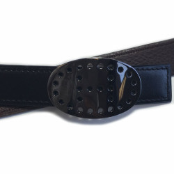 xxx Ceinture HERMES réversible en cuir box noir et cuir veau grainé marron