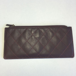 Porte-monnaie CHANEL cuir matelassé bordeaux