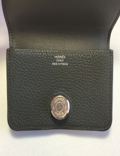 HERMES Dogon wallet khaki togo leather