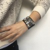 HERMES "Fido" cuff size S black box leather