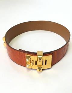 Belt HERMES CDC t 76 in orange crocodile