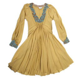 Mustard silk T38 dress CHRISTIAN DIOR