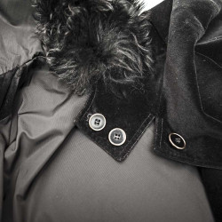 DKNY jacket in black velvet and fur