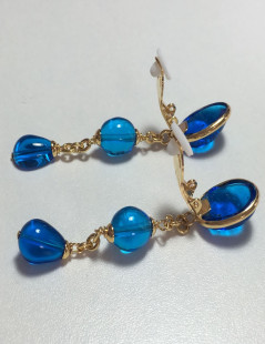 MARGUERITE de VALOIS blue molten glass clip-on earrings