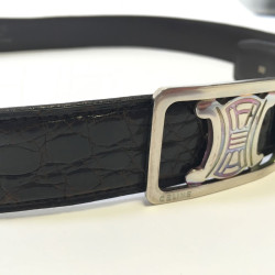 Belt CÉLINE vintage dark brown alligator