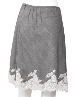 Prince de Galles CHRISTIAN DIOR T38 fabric skirt and lace