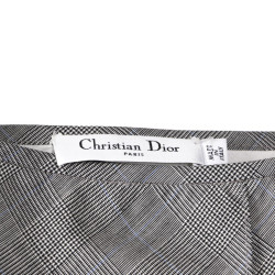 Jupe CHRISTIAN DIOR T38 tissu Prince de Galles et dentelle 