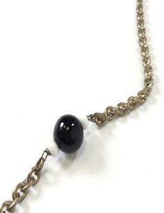 MARGUERITE of VALOIS silver chain necklace with rhinestones and black and white pearls