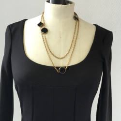 MARGUERITE of VALOIS golden chain and glass paste black necklace