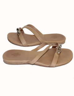 "Corfu" HERMES T 36 natural smooth leather sandals