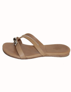 "Corfu" HERMES T 36 natural smooth leather sandals