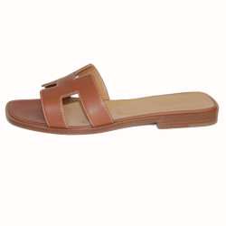 Sandales 'Oran' HERMES cuir marron T36,5