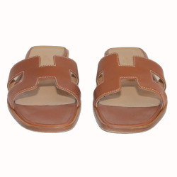 Sandales 'Oran' HERMES cuir marron T36,5