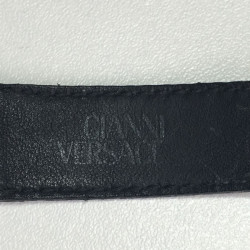 Montre VERSACE "Signature Médusa" plaqué or et cuir noir