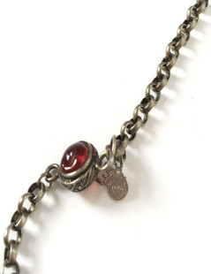 MARGUERITE of VALOIS aged silver chain with purple and burgundy molten glass beads 