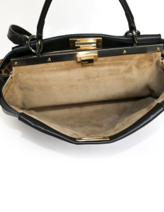 Sac Peekaboo FENDI cuir d'agneau noir