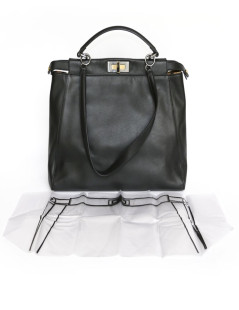 Sac Peekaboo FENDI cuir d'agneau noir