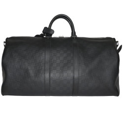 Sac keepall LOUIS VUITTON cuir damier infini noir