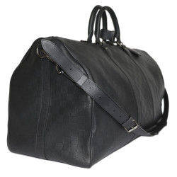 Sac keepall LOUIS VUITTON cuir damier infini noir