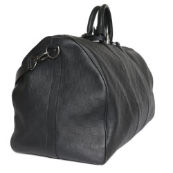 Sac keepall LOUIS VUITTON cuir damier infini noir