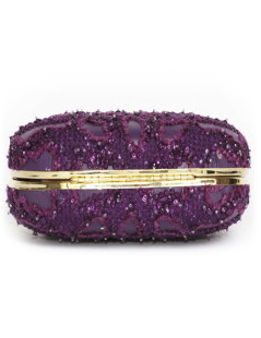 ELIE SAAB minaudière in purple leather and embroidered fabric