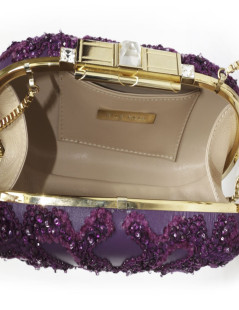 ELIE SAAB minaudière in purple leather and embroidered fabric