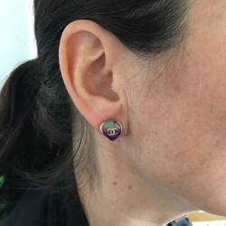 CHANEL Golden nails and multicolored resin earrings