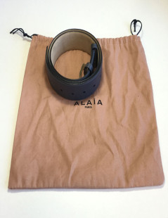 Ceinture ALAIA en cuir gris foncé T75