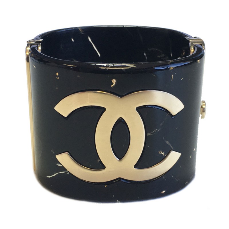 Chanel NIB Black Anf Stones Logo Cuff For Sale at 1stDibs | chanel black  cuff bracelet, chanel cuffs, chanel bracelet cuff