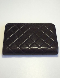 Porte agenda CHANEL en cuir matelassé marron