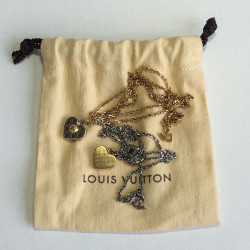 Collier double LOUIS VUITTON en métal doré et argenté