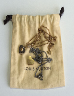 Collier double LOUIS VUITTON en métal doré et argenté