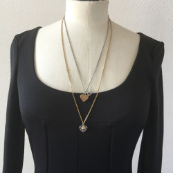 Collier double LOUIS VUITTON en métal doré et argenté