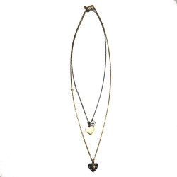 Collier double LOUIS VUITTON en métal doré et argenté