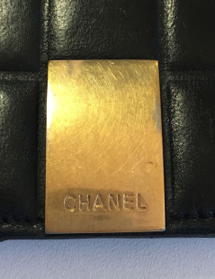 Portefeuille CHANEL Vintage en cuir matelassé noir