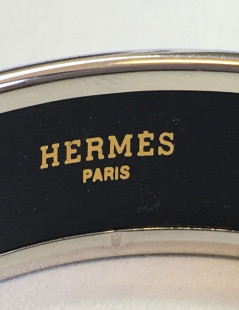 Bracelet HERMES médium "Calèche" en émail Aigue-Marine 