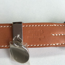 Collier et laisse HERMES pour chien en cuir marron