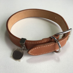 Collier et laisse HERMES pour chien en cuir marron