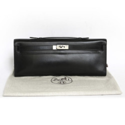 Pochette Kelly HERMES cuir box noir