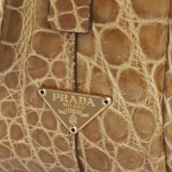 PRADA blond alligator mini plume handbag