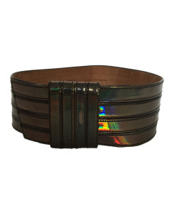 Ceinture Alexander MCQUEEN en cuir argenté avec reflet métallisé