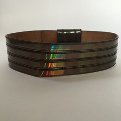 Ceinture Alexander MCQUEEN en cuir argenté avec reflet métallisé