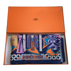 Square HERMES "Trophies" Purple silk