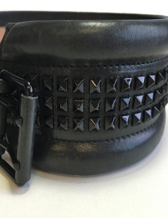 Ceinture Alexander MCQUEEN en cuir noir clouté 