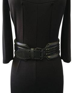 Ceinture Alexander MCQUEEN en cuir noir clouté 