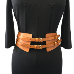 Ceinture Alexander MCQUEEN large en cuir marron